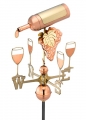 Wine Bottle & Wine Glasses Copper Weathervane